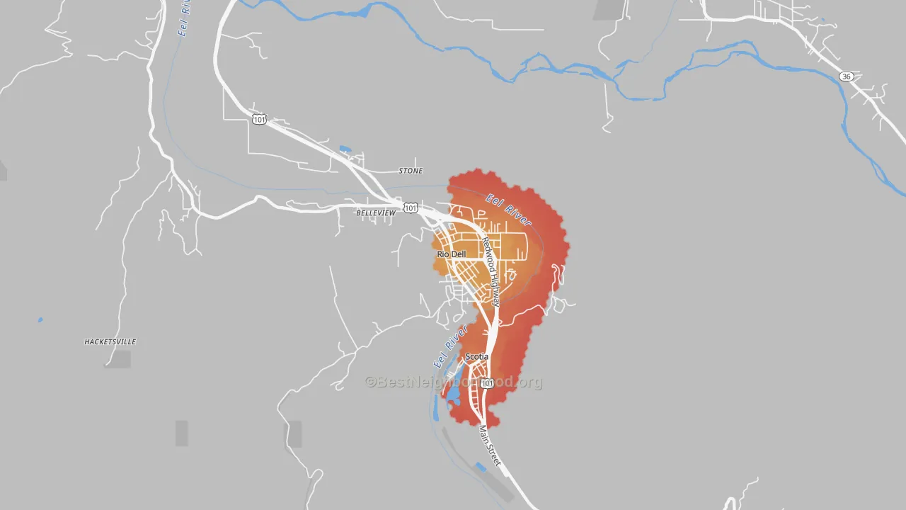 Transit Grade map of Rio Dell, CA
