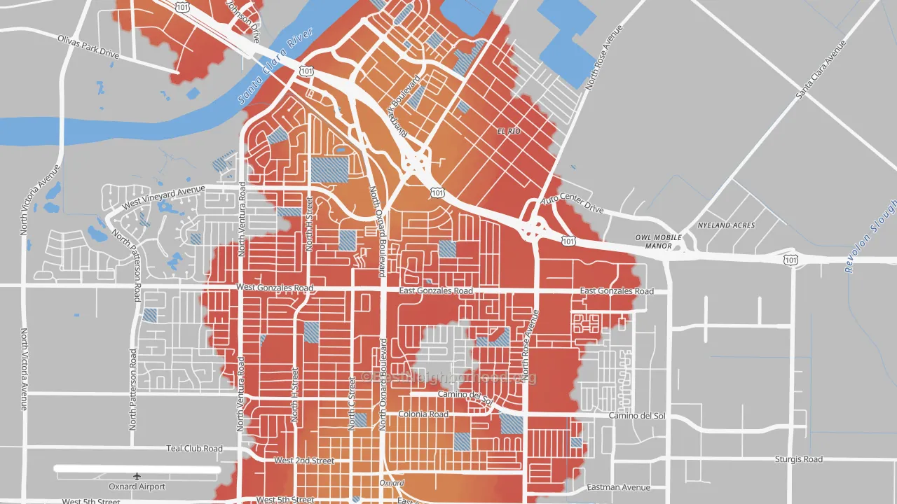 Transit Grade map of Rio Lindo, Oxnard, CA