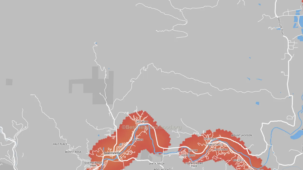 Transit Grade map of Rio Nido, CA