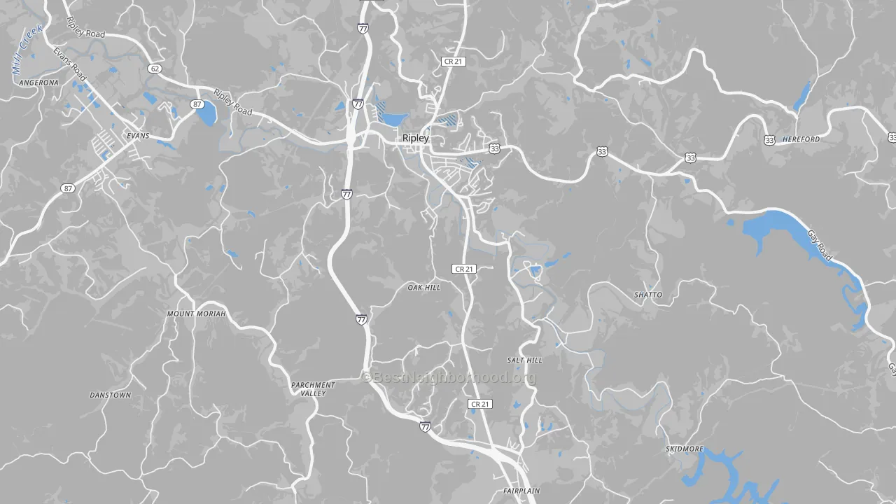 Transit Grade map of Ripley, WV