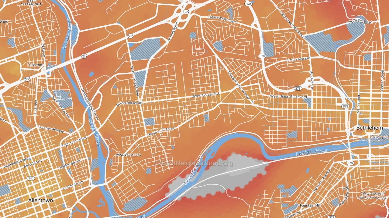 Transit Grade map of Rittersville, Allentown, PA