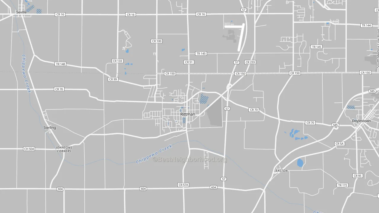 Transit Grade map of Rittman, OH