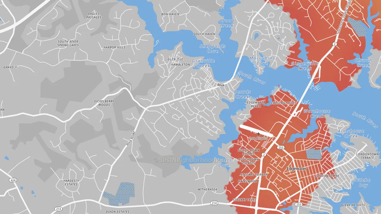 Transit Grade map of Riva, MD