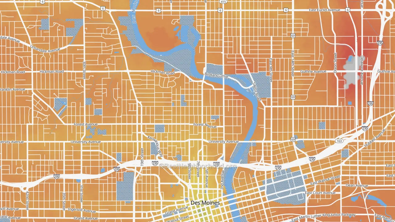 Transit Grade map of River Bend, Des Moines, IA