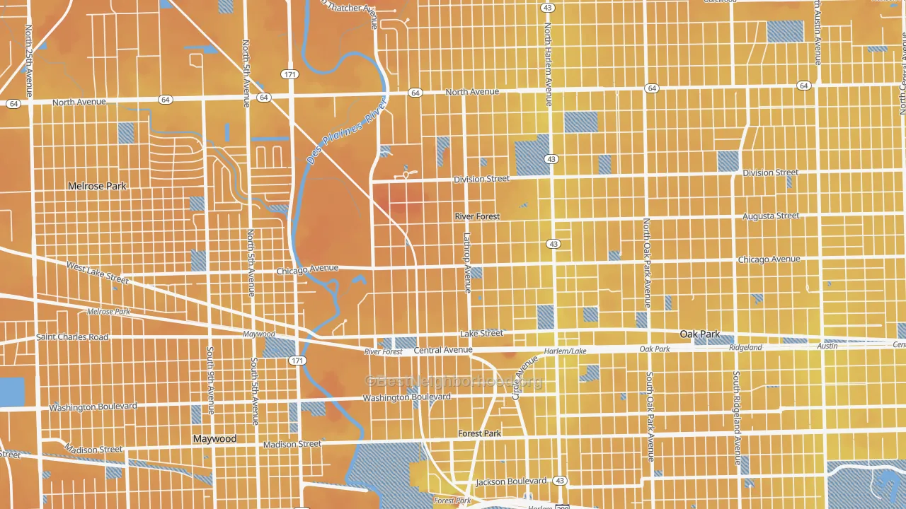 Transit Grade map of River Forest, IL