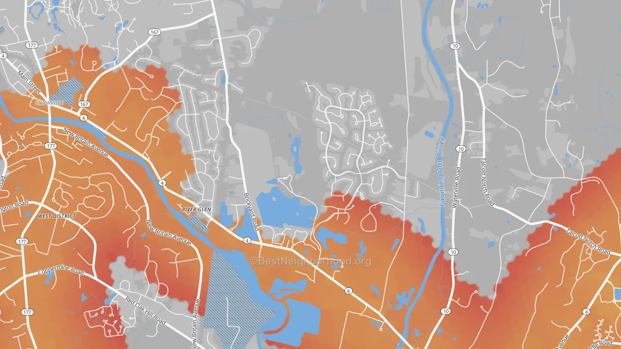 Transit Grade map of River Glen, CT