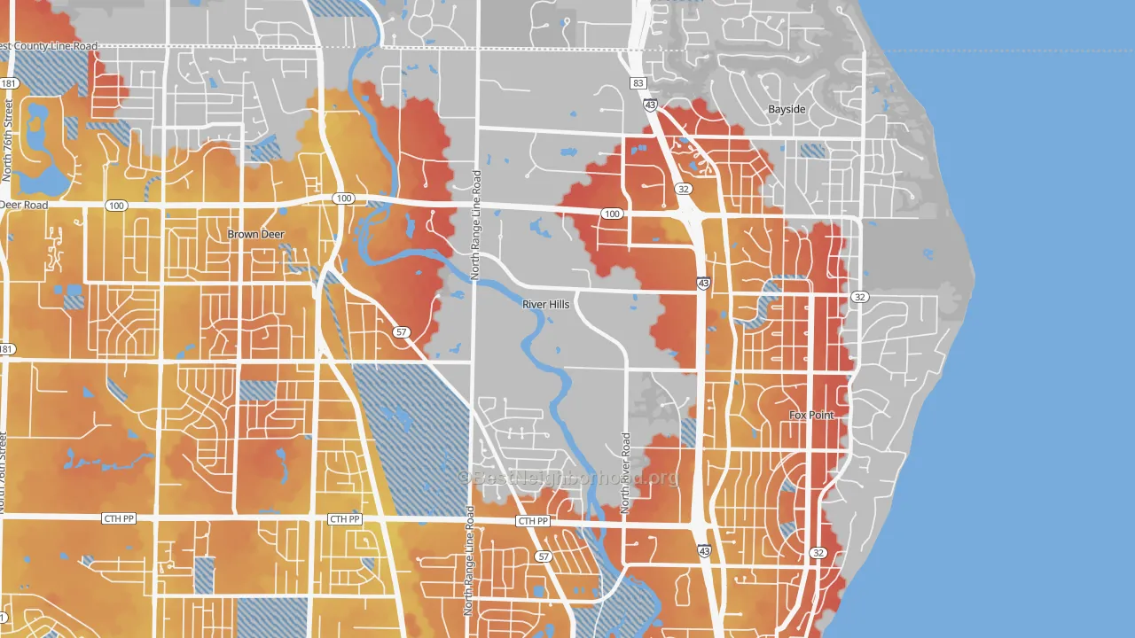 Transit Grade map of River Hills, WI