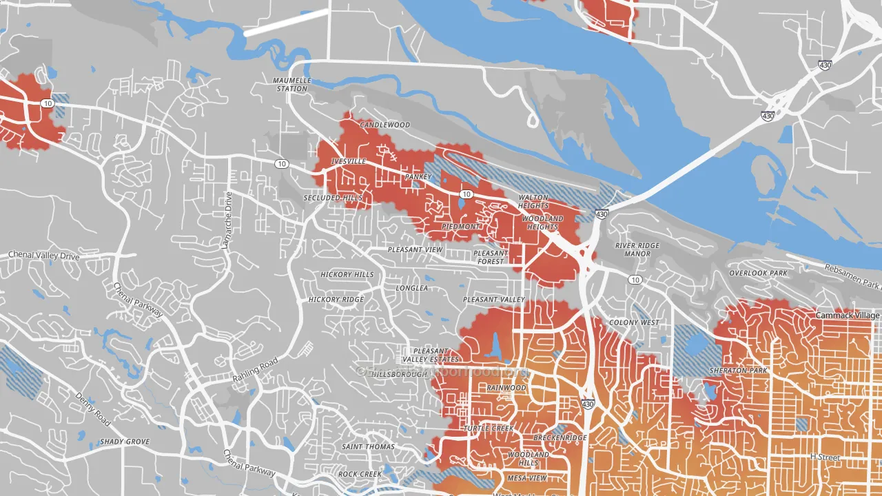 Transit Grade map of River Mountain, Little Rock, AR