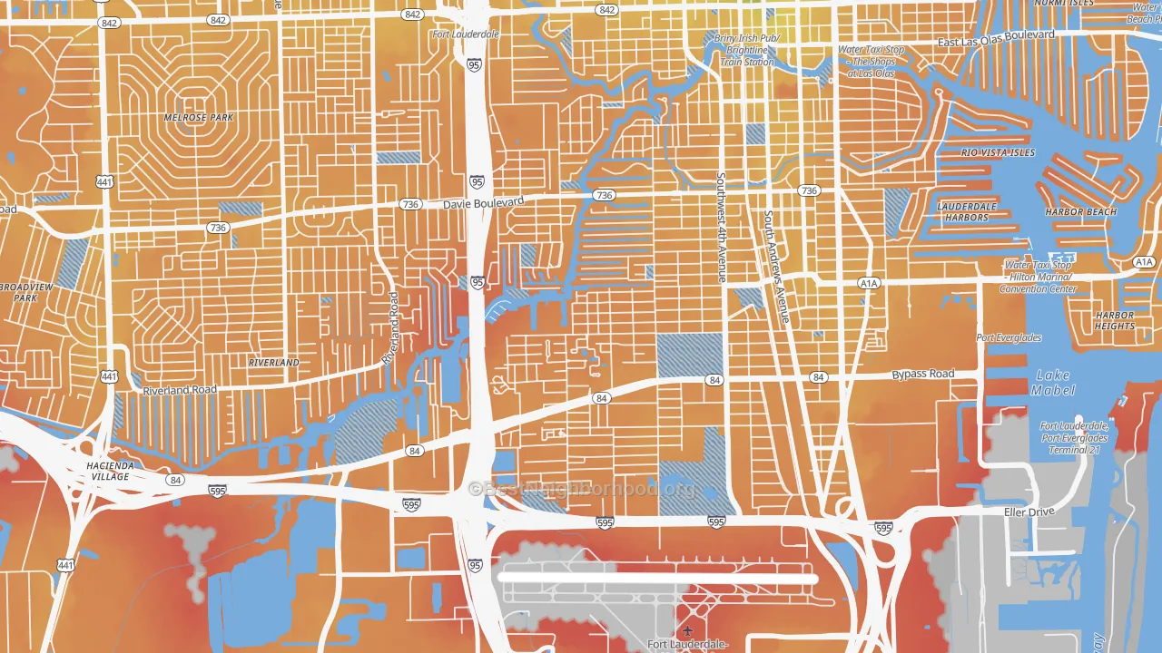 Transit Grade map of River Oaks, Fort Lauderdale, FL