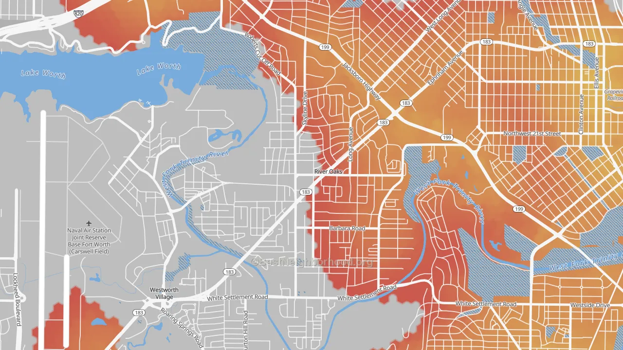 Transit Grade map of River Oaks, TX
