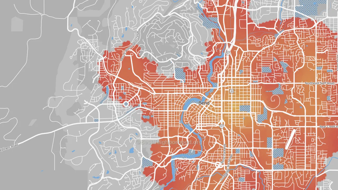 Transit Grade map of River West, Bend, OR