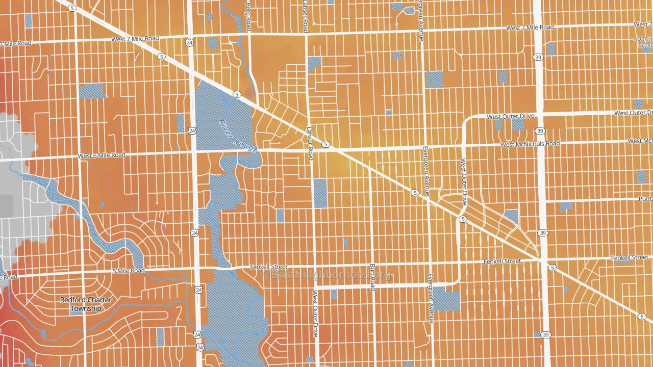 Transit Grade map of Riverdale, Detroit, MI
