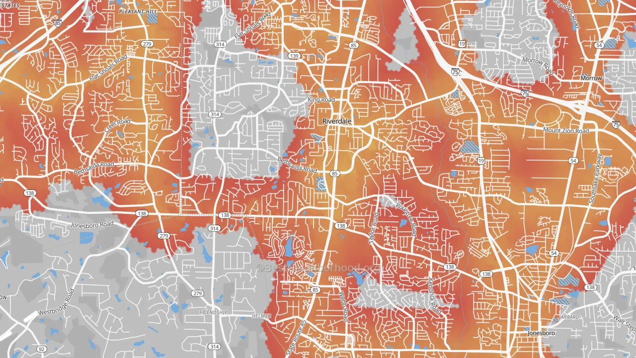 Transit Grade map of Riverdale, GA