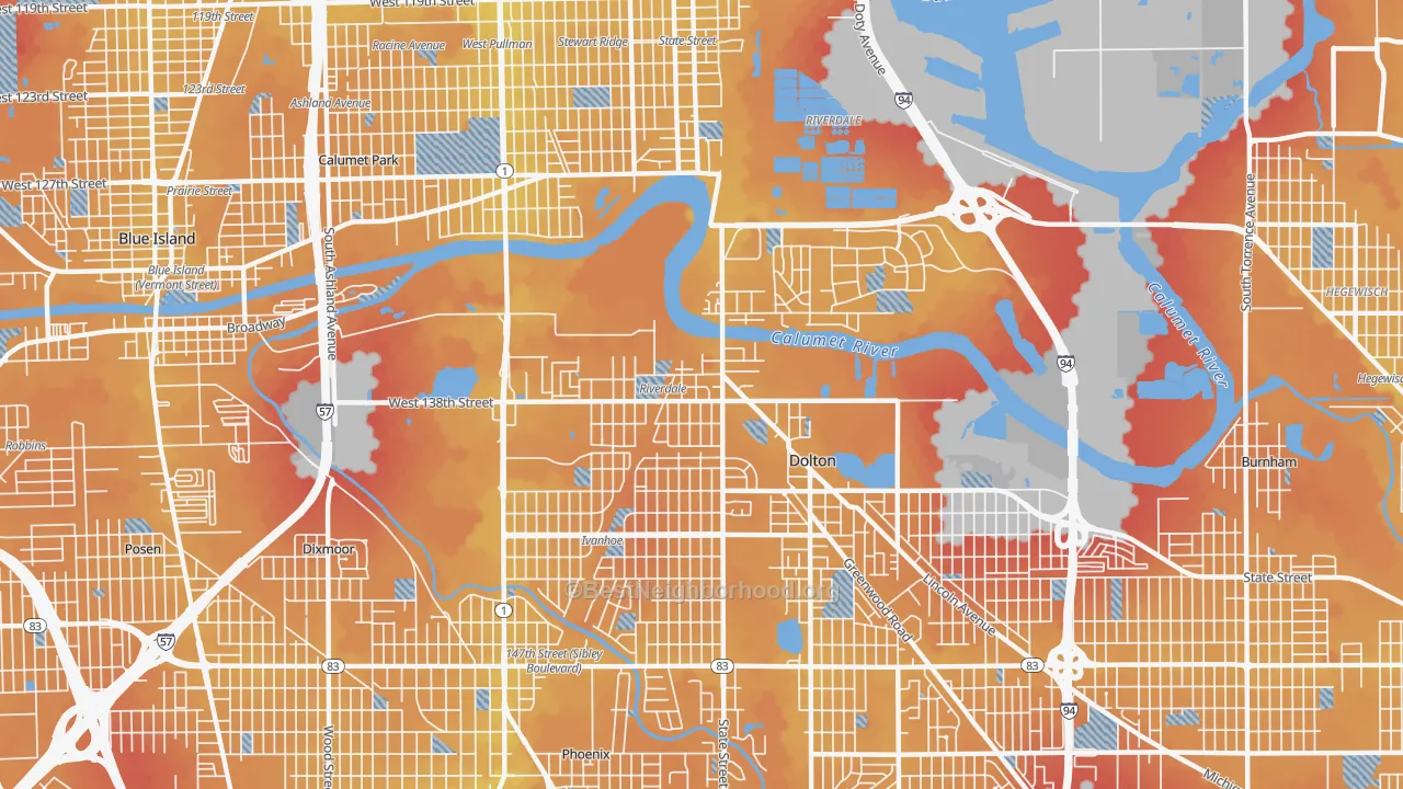 Transit Grade map of Riverdale, IL