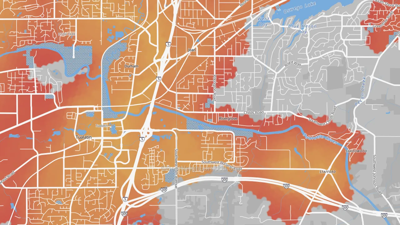 Transit Grade map of Rivergrove, OR
