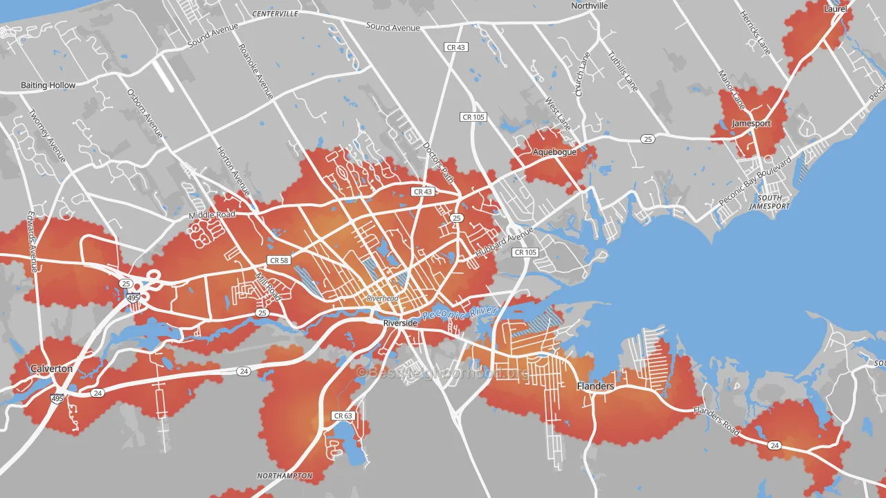 Transit Grade map of Riverhead, NY