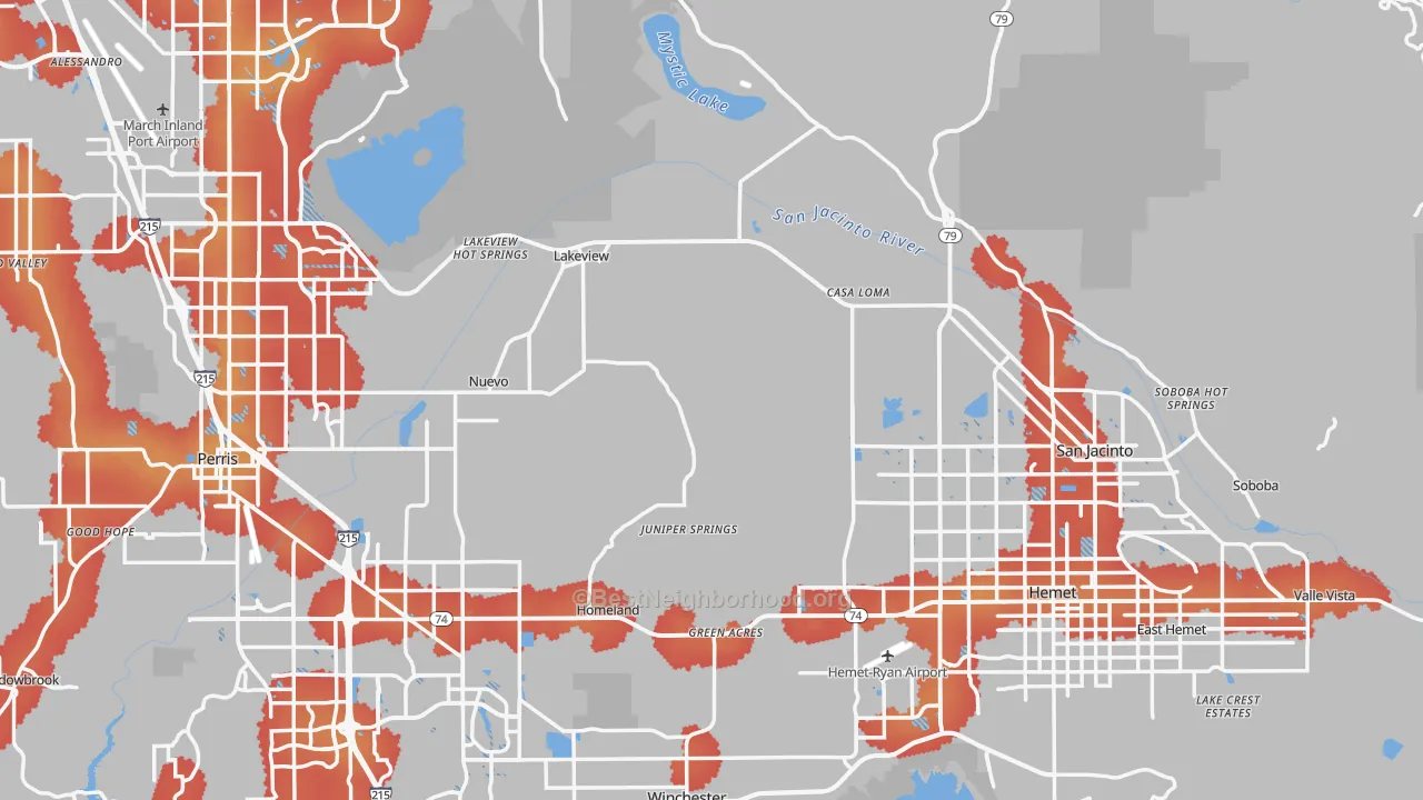 Transit Grade map of Riverside County, CA