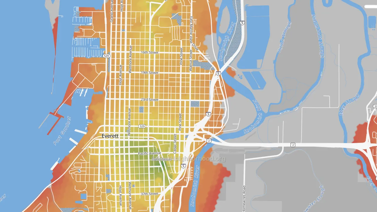 Transit Grade map of Riverside-Everett, Everett, WA