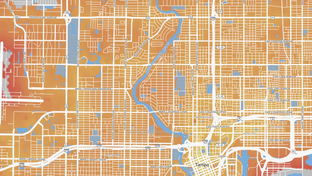 Transit Grade map of Riverside Heights, Tampa, FL