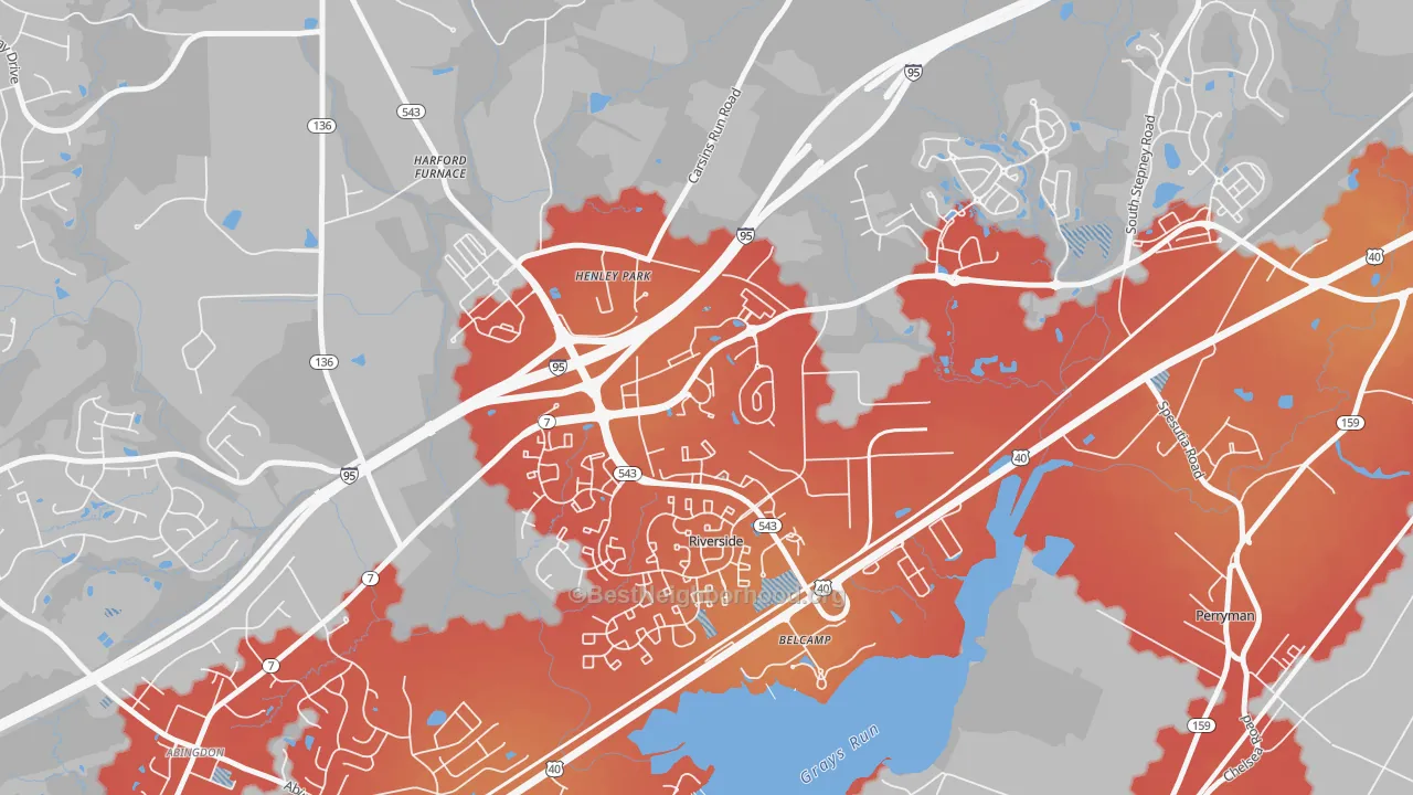 Transit Grade map of Riverside, MD