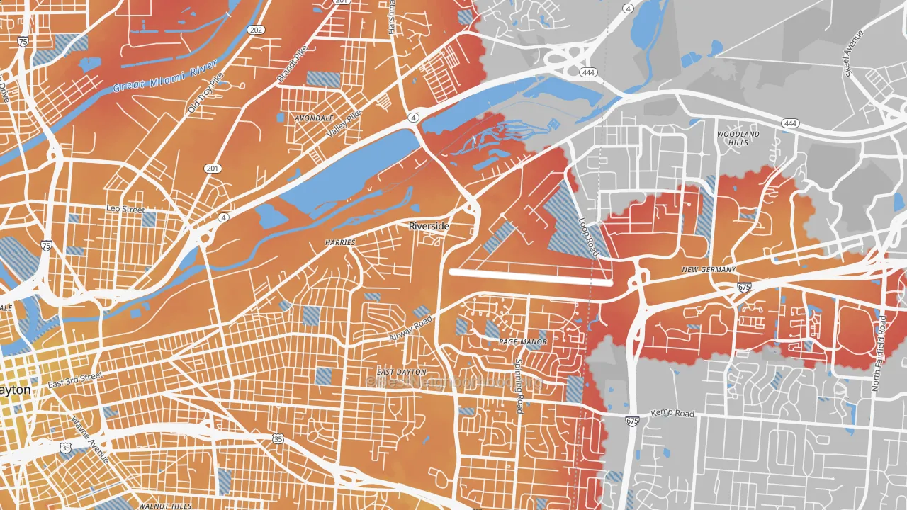 Transit Grade map of Riverside, OH