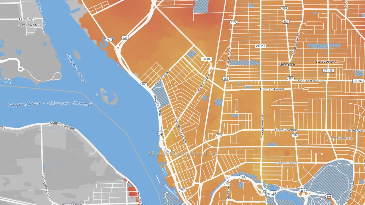 Transit Grade map of Riverside Park, Buffalo, NY
