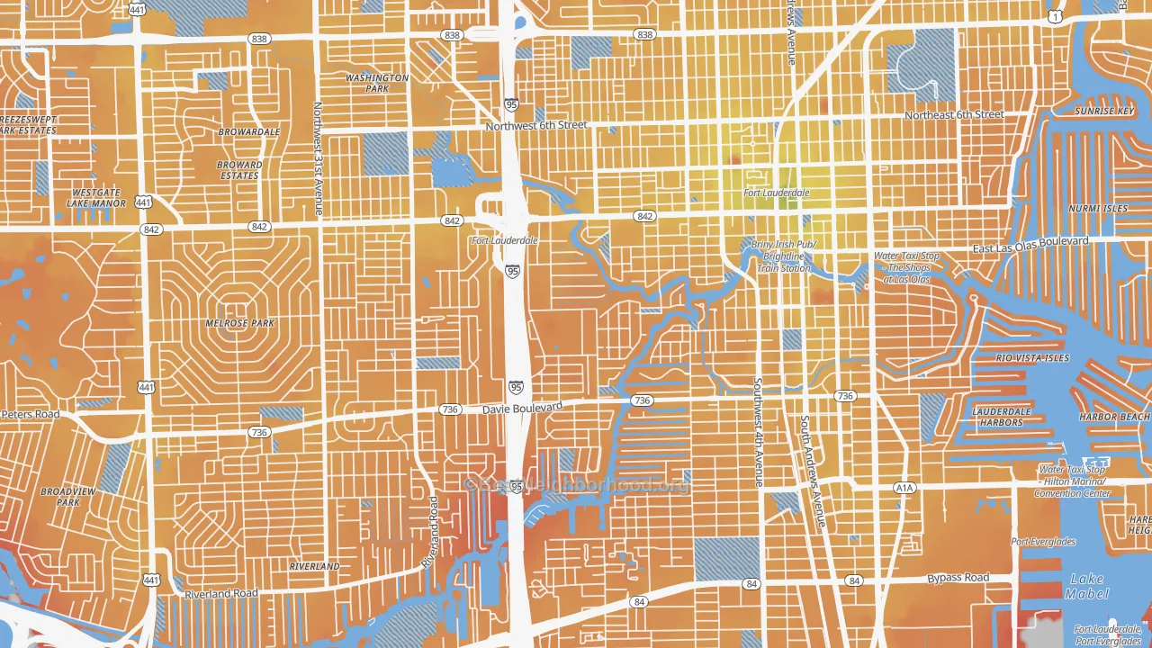 Transit Grade map of Riverside Park, Fort Lauderdale, FL