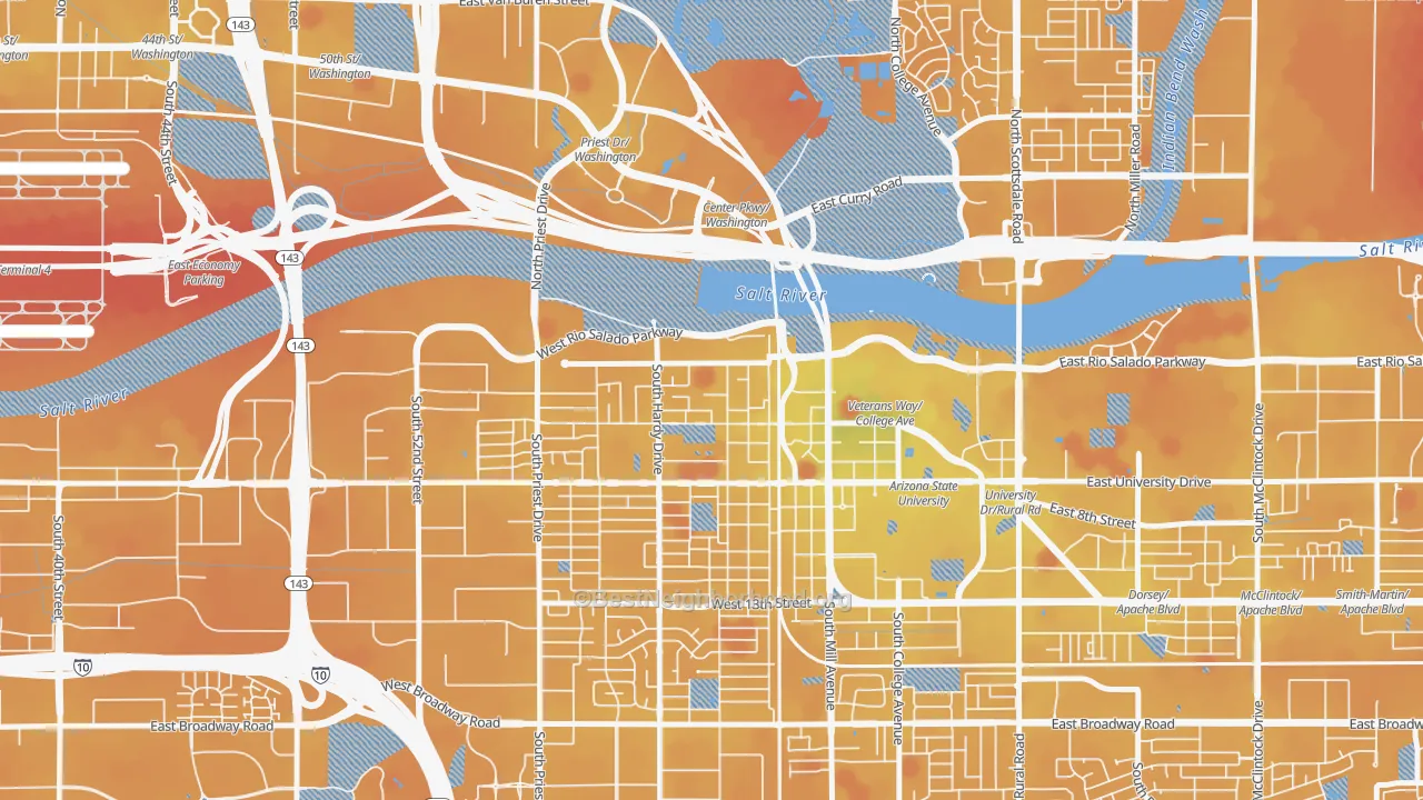 Transit Grade map of Riverside, Tempe, AZ