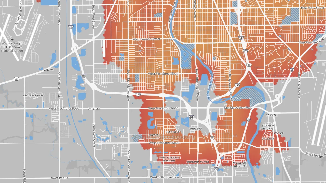 Transit Grade map of Riverside, Wichita, KS