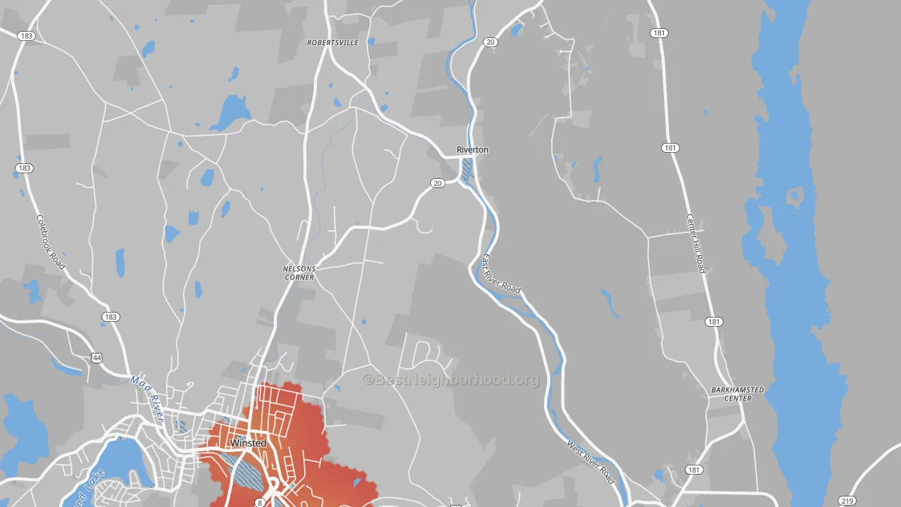 Transit Grade map of Riverton, CT