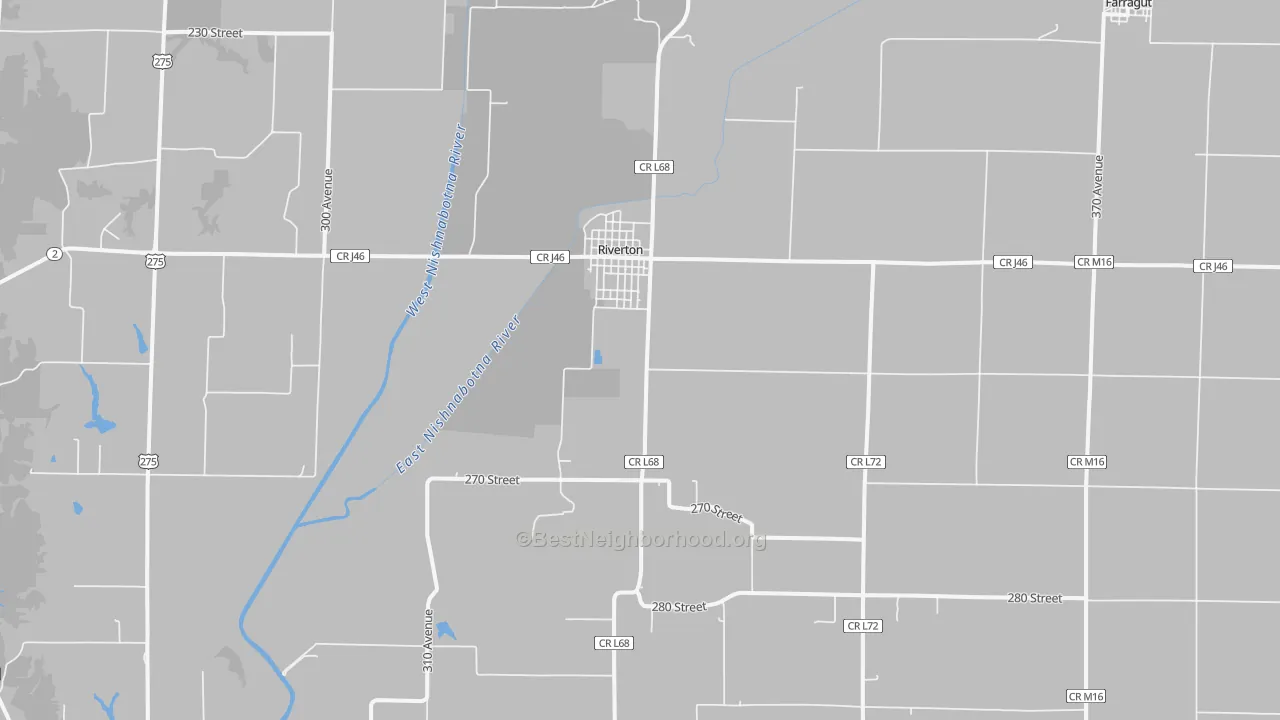 Transit Grade map of Riverton, IA