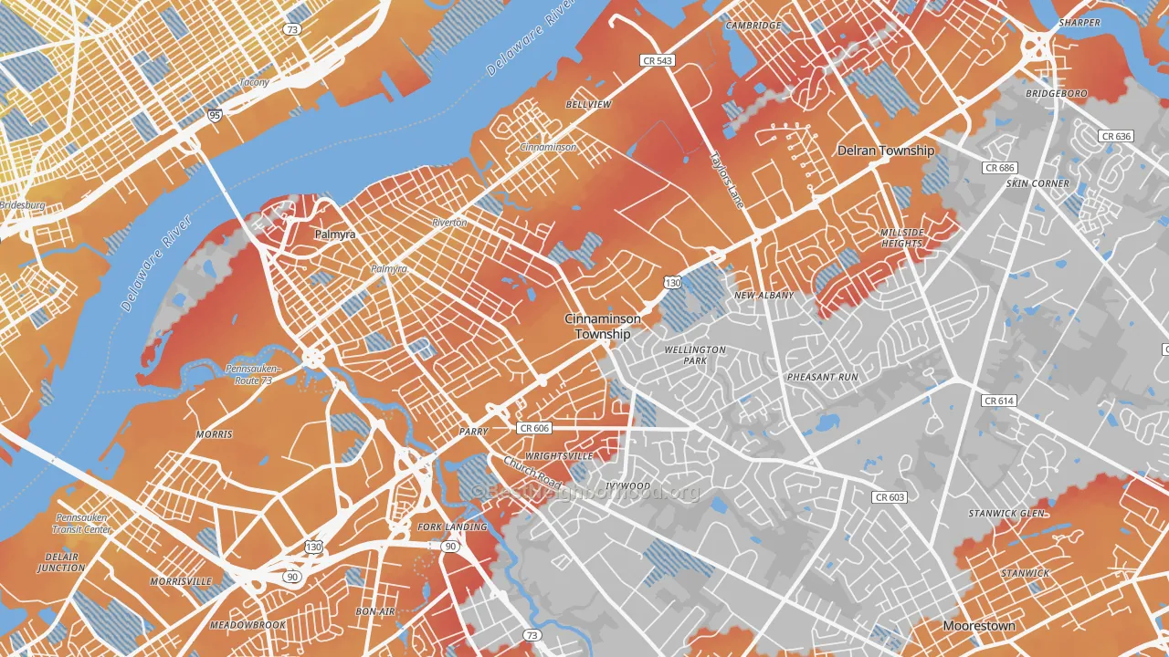 Transit Grade map of Riverton, NJ