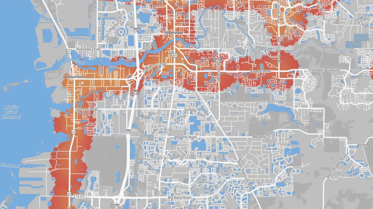 Transit Grade map of Riverview, FL