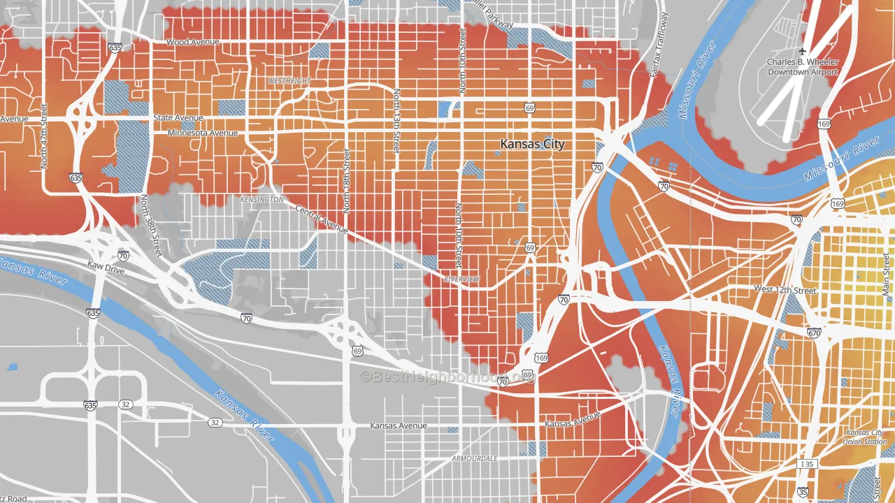 Transit Grade map of Riverview, Kansas City, KS