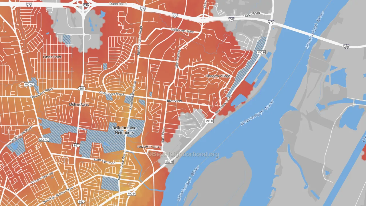 Transit Grade map of Riverview, MO