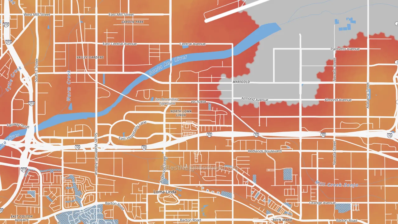Transit Grade map of Riverview, San Bernardino, CA