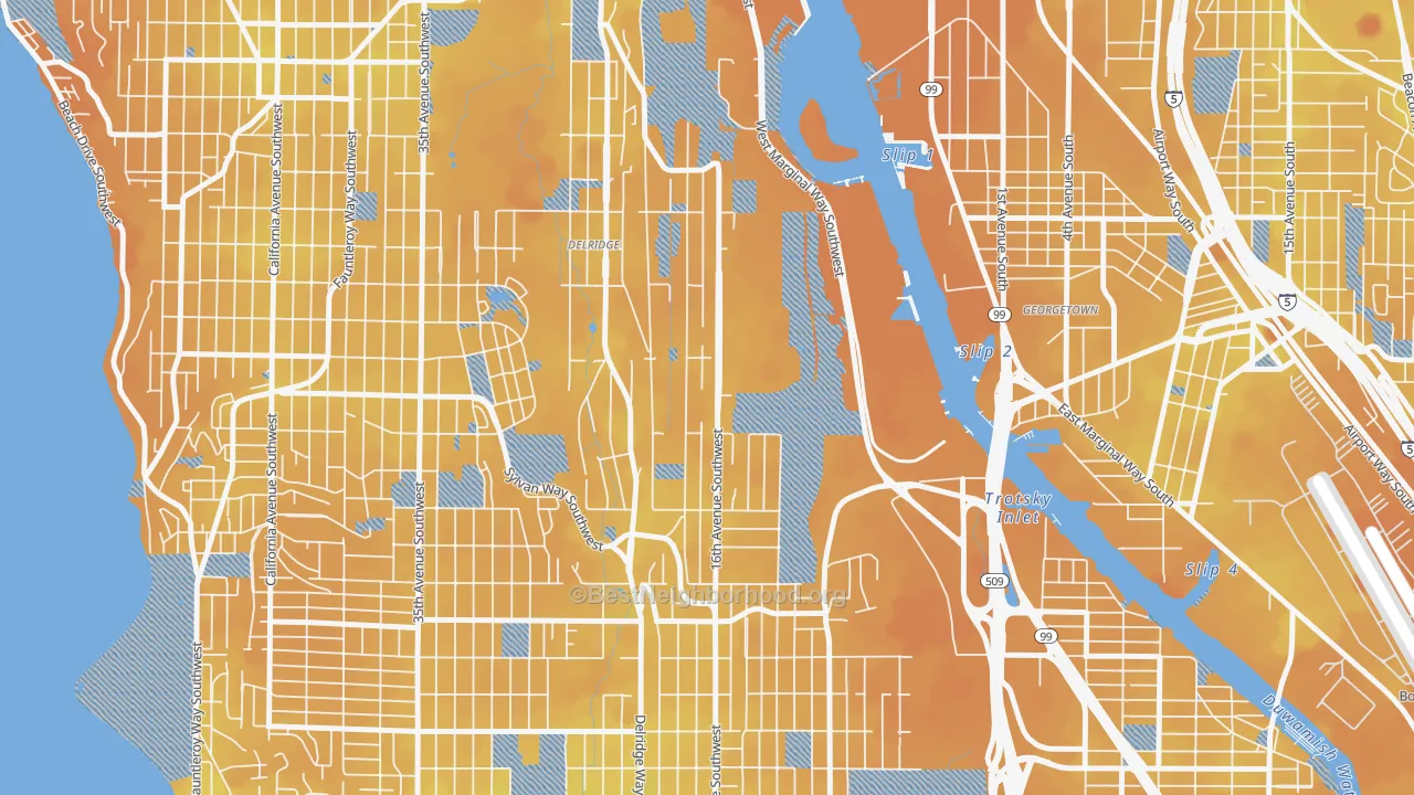 Transit Grade map of Riverview, Seattle, WA