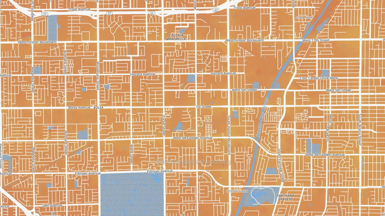 Transit Grade map of Riverview West, Santa Ana, CA