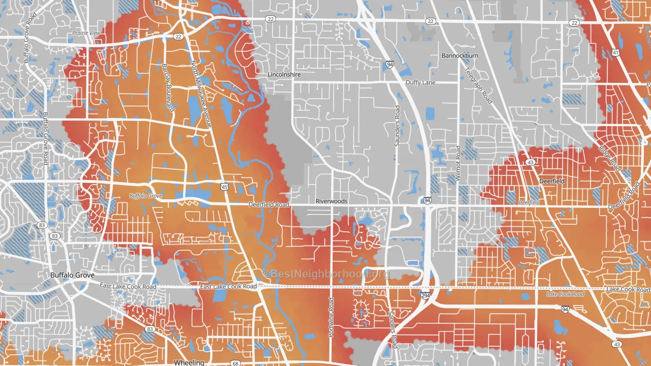 Transit Grade map of Riverwoods, IL