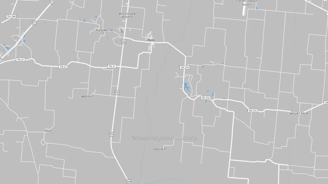 Transit Grade map of Rives, TN