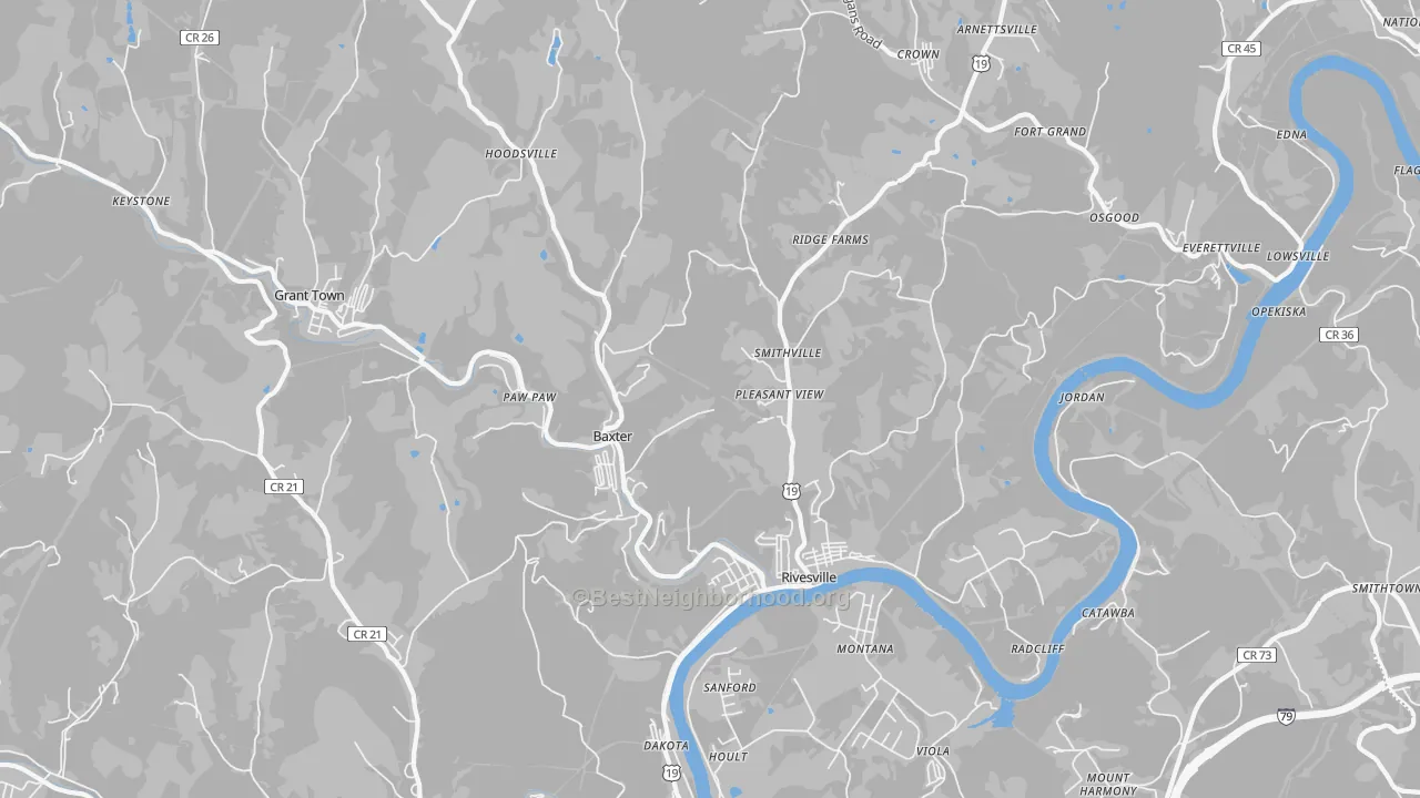 Transit Grade map of Rivesville, WV