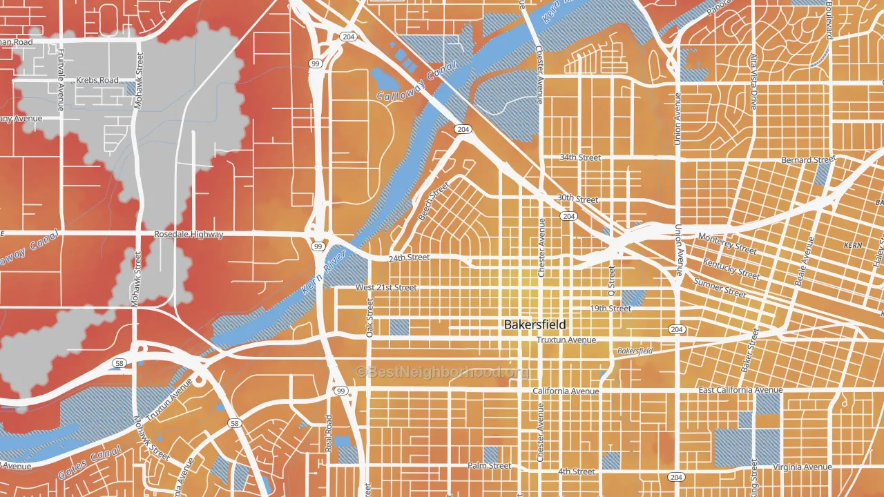 Transit Grade map of Riviera-Westchester, Bakersfield, CA