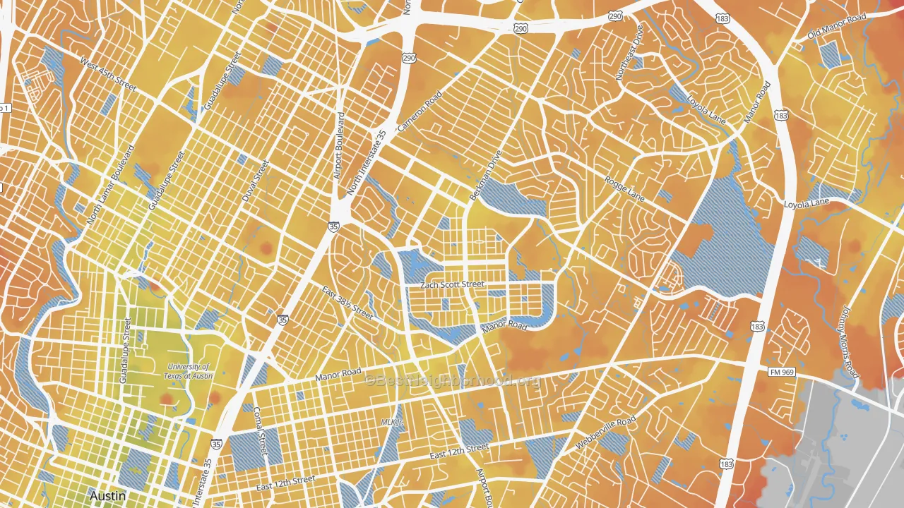 Transit Grade map of Rmma, Austin, TX