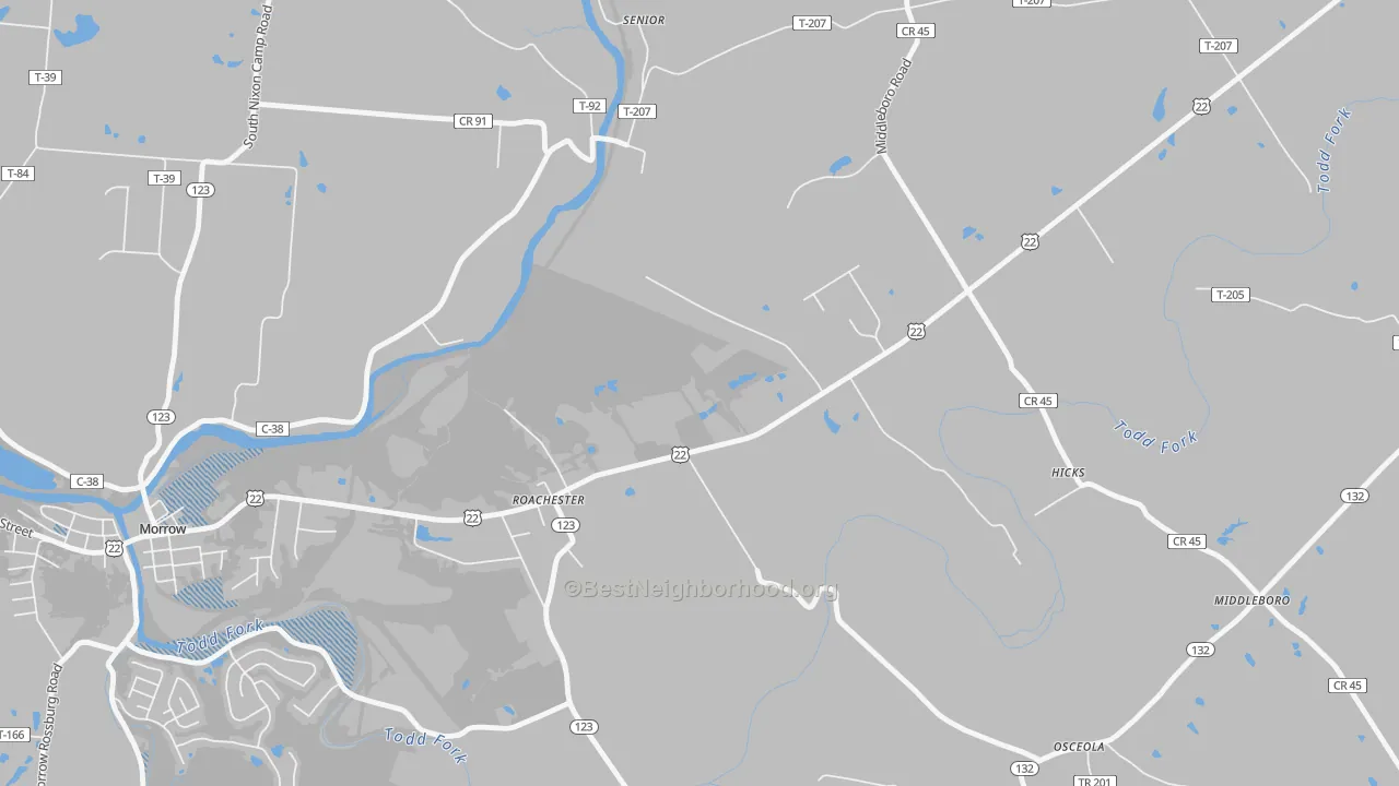 Transit Grade map of Roachester, OH