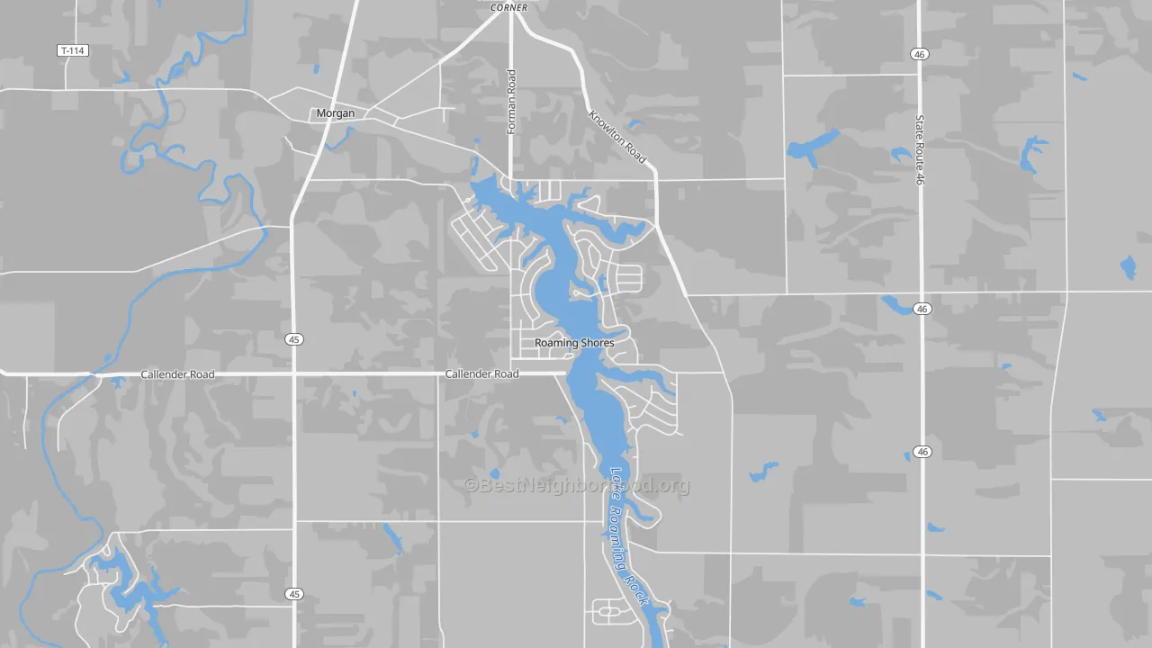 Transit Grade map of Roaming Shores, OH