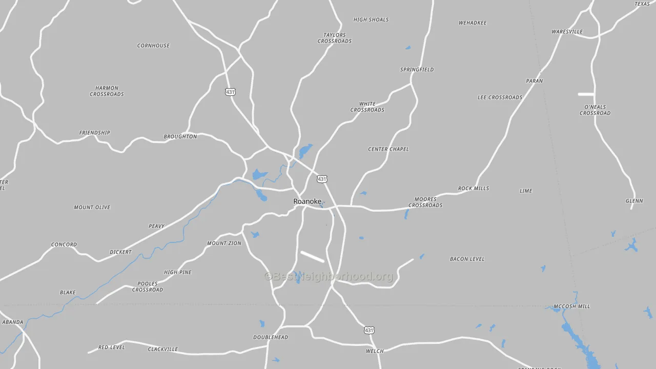 Transit Grade map of Roanoke, AL