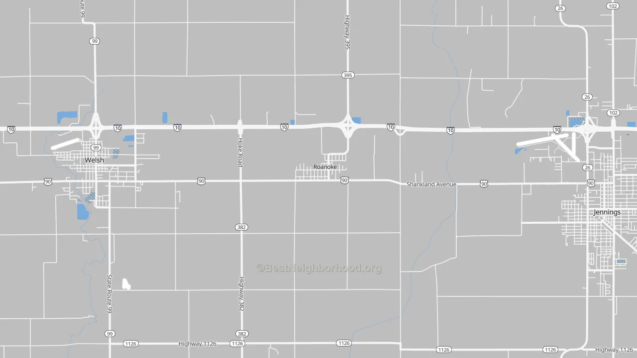 Transit Grade map of Roanoke, LA