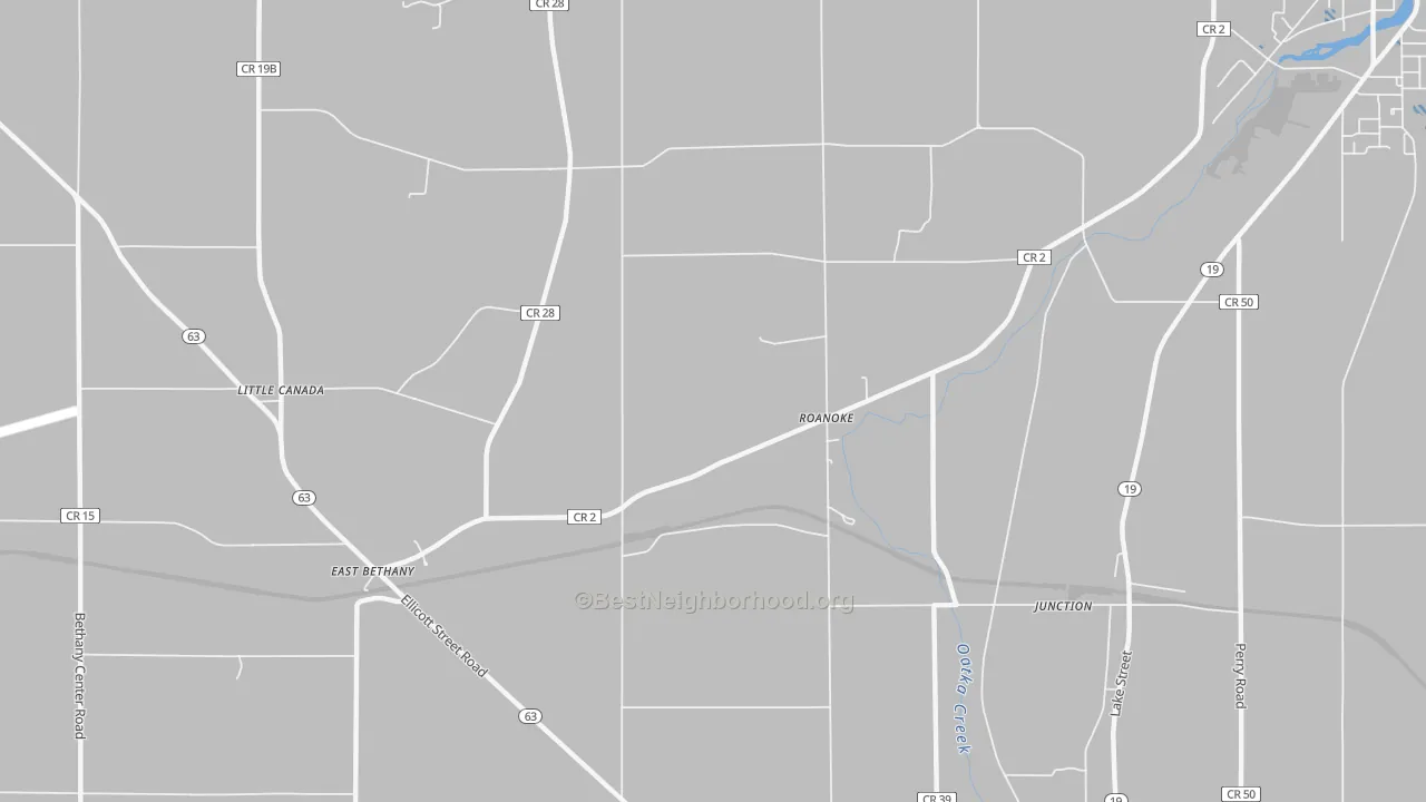 Transit Grade map of Roanoke, NY