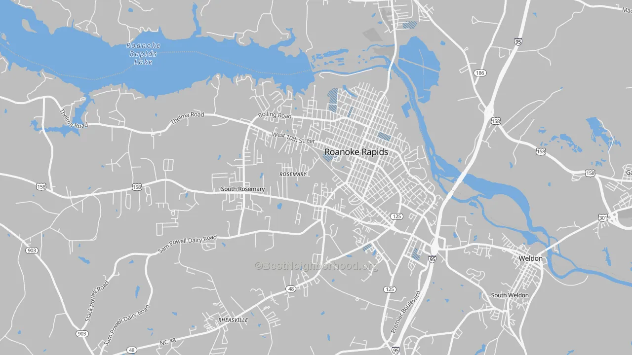 Transit Grade map of Roanoke Rapids, NC