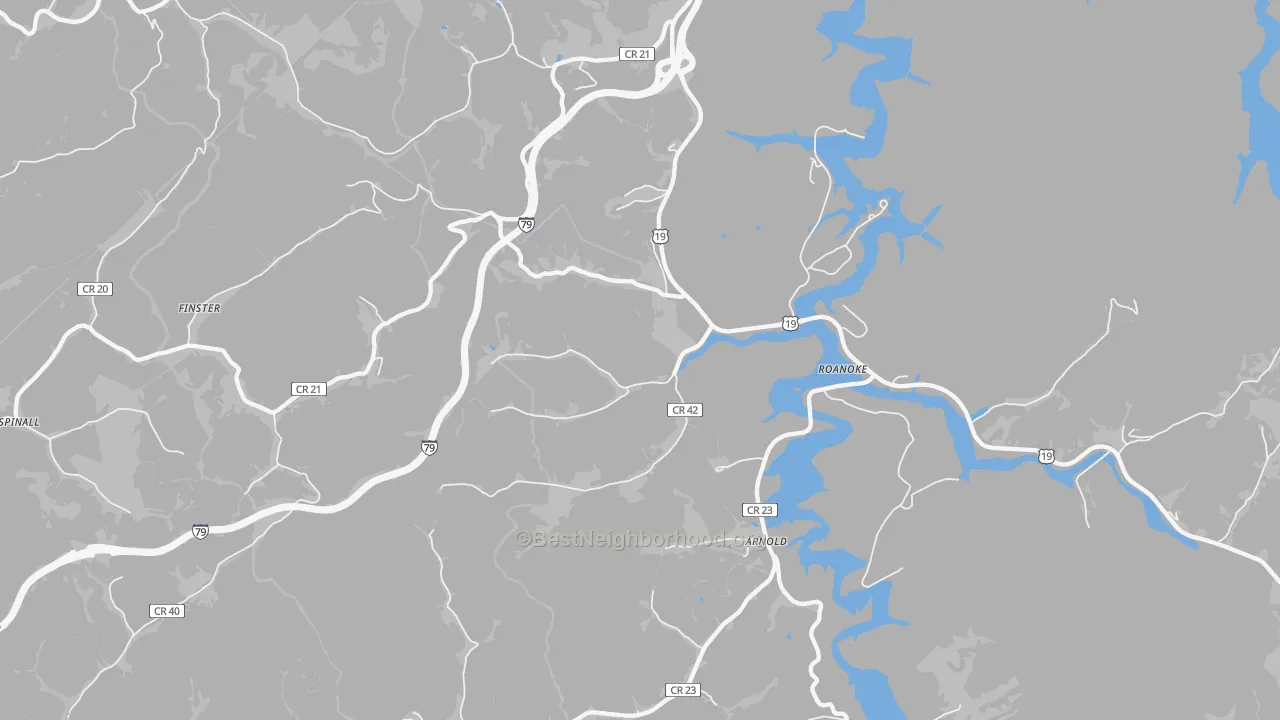 Transit Grade map of Roanoke, WV